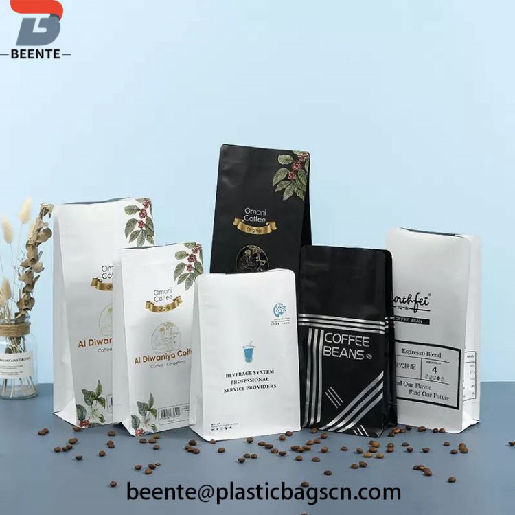 Aluminium Foil Flat Block Bottom Coffee Bean Packaging Bag