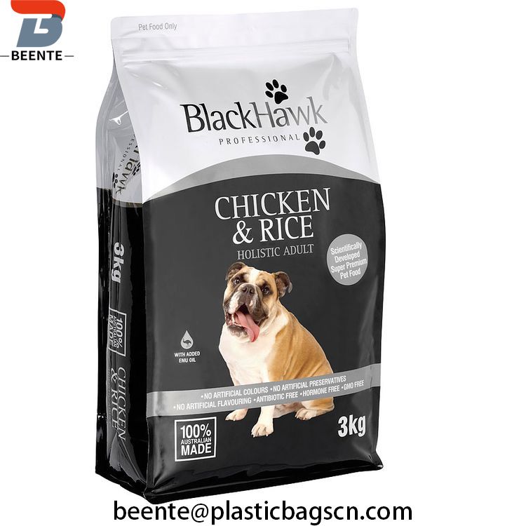 Gedhe Flat Bottom Pet Food Packaging Bag Plastik