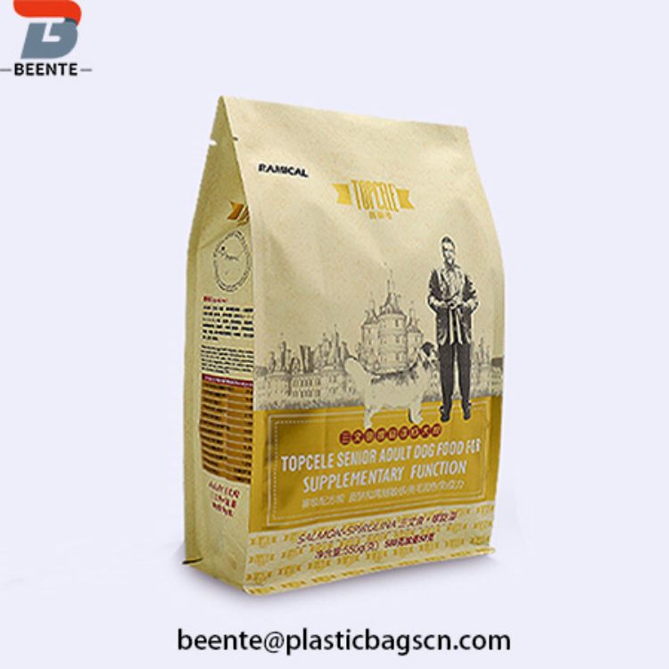 Ngadeg Kanthi Flat Bottom Bag Pet Food Packaging Bag