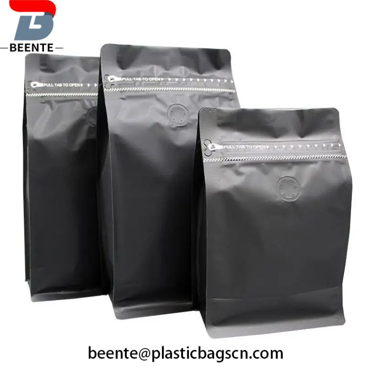 Grosir Biodegradable Zipper Flat Bottom Tas Kopi karo Valve